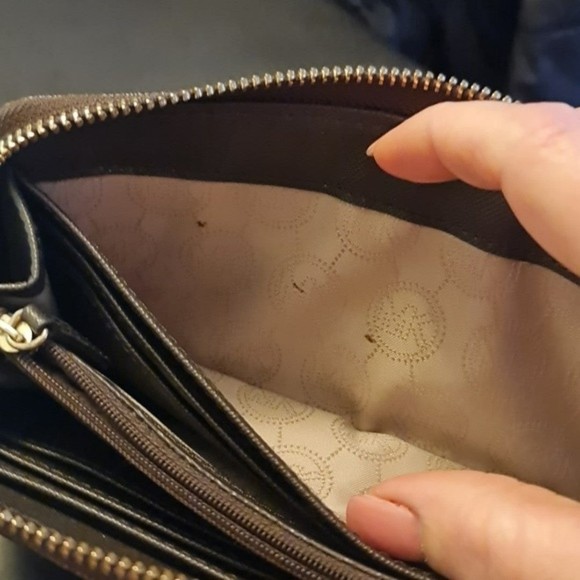 Michael Kors Brown Signature Leather Zip Wallet - Picture 9 of 11